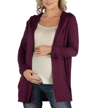 24Seven Comfort Apparel Long Sleeve Pocket Hoodie Maternity Cardigan