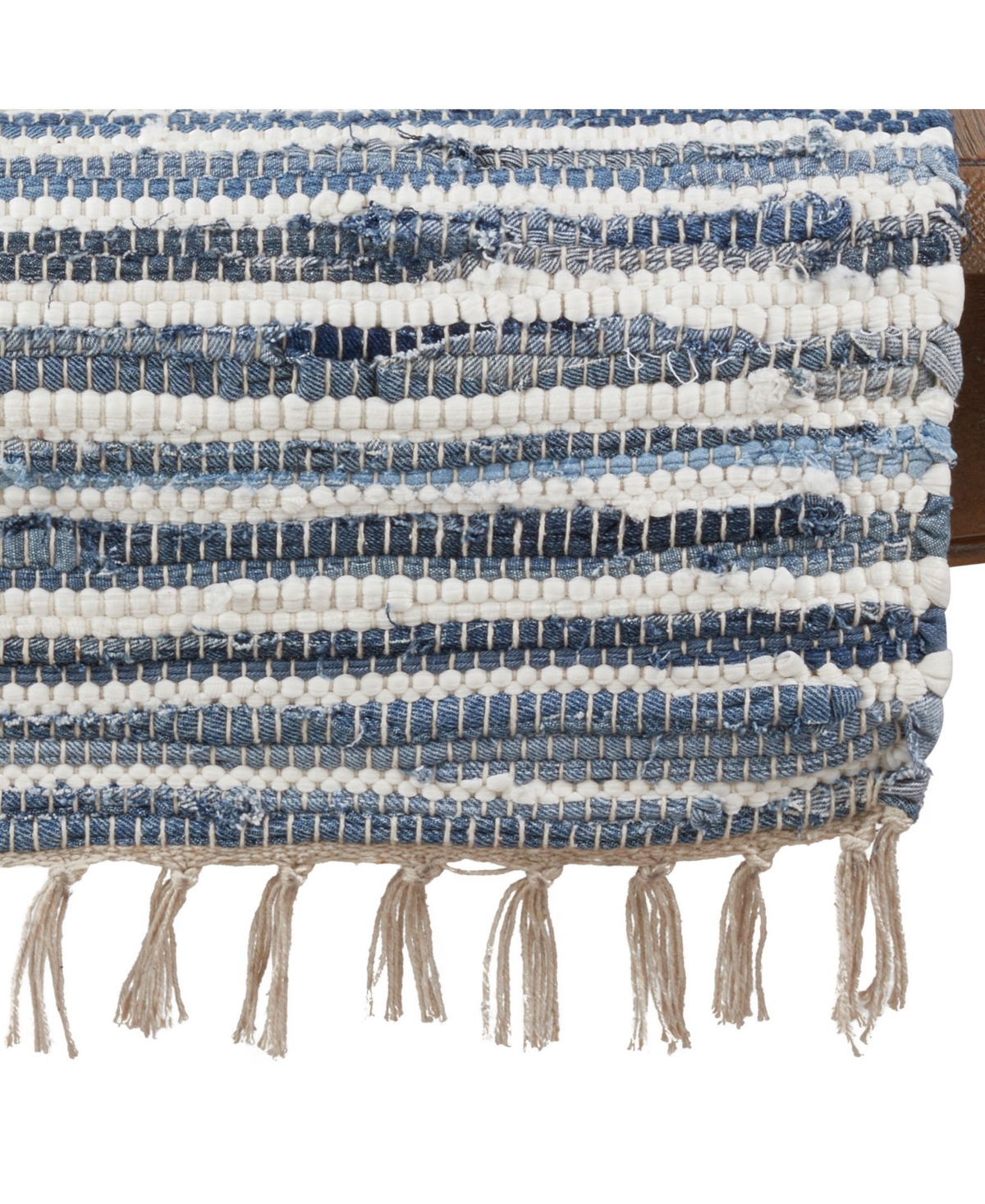 Saro Lifestyle Striped Denim Chindi Dining Table Runner