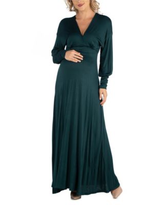 green long sleeve maxi evening dress