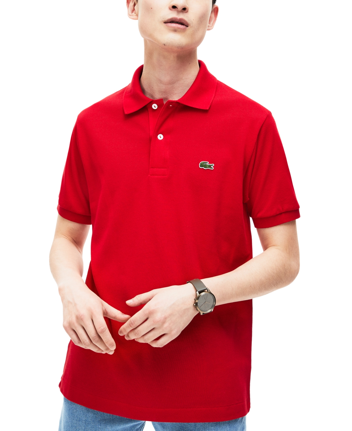Lacoste Men's L.12.12 Classic-fit Short-sleeve Pique Polo Shirt In Red
