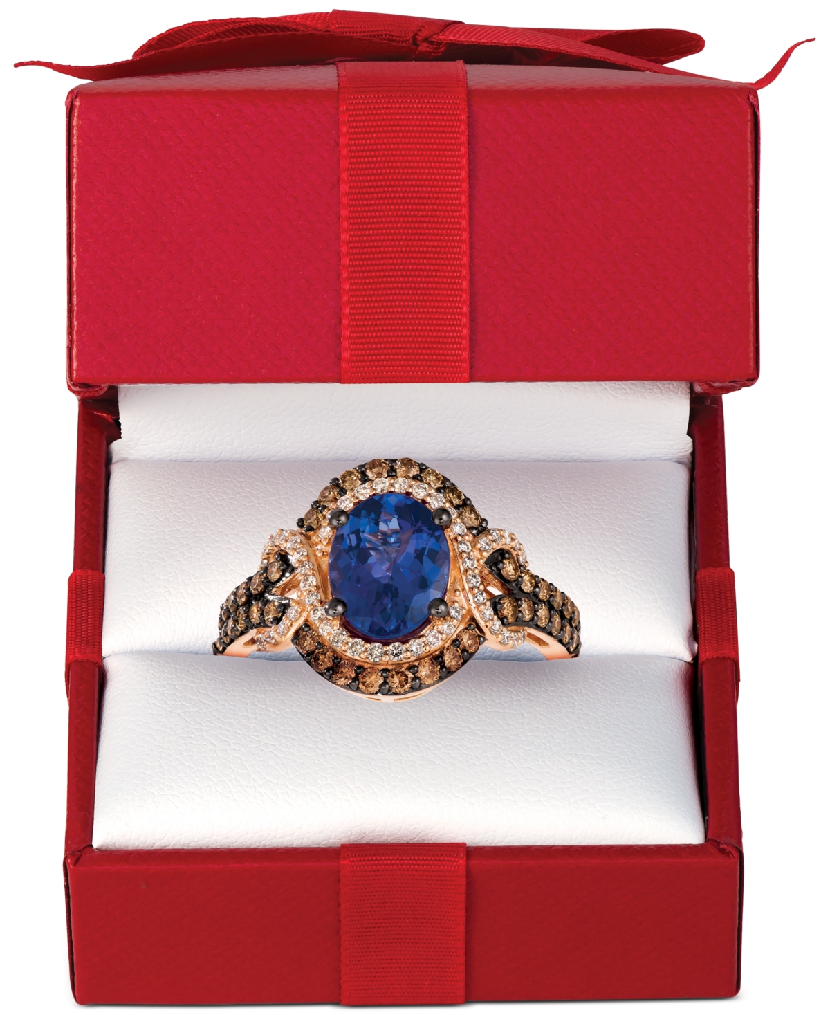 Le Vian Blueberry(1-1/2 ct. t.w.) & Diamond (3/4 ct. t.w.) Statement Ring in 14k Rose Gold - Tanzanite