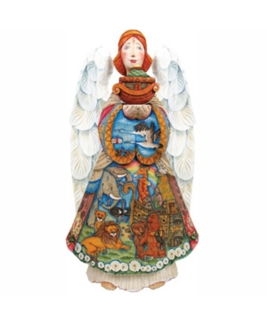 G.debrekht Woodcarved Noah Ark Angel Santa Figurine In Multi