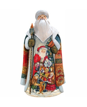 G.debrekht Woodcarved And Hand Painted Sharing Joy Village Santa Claus Figurine In Multi