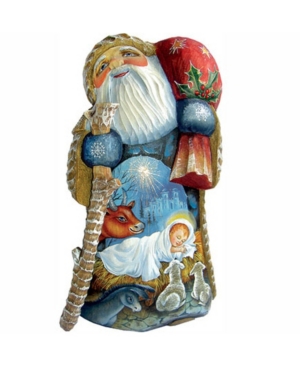 G.debrekht Woodcarved Peaceful Santa Figurine In Multi