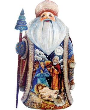 G.debrekht Woodcarved And Hand Painted Magic Night Father Santa Claus Figurine In Multi