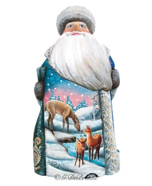G.debrekht Woodcarved And Hand Painted Santa Deer Crossing Santa Figurine In Multi
