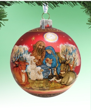 G.debrekht Limited Edition Oversized Story Of Nativity Ball Glass Ornament In Multi