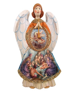 G.debrekht Woodcarved And Hand Painted Nativity Angel Santa Figurine In Multi