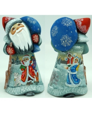 G.debrekht Woodcarved And Hand Painted Santa And Snowman Winter Play Santa Figurine In Multi