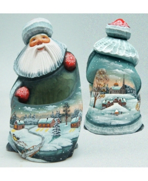 G.debrekht Woodcarved Santa With Bag Figurine In Multi