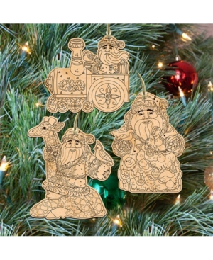 Designocracy Do It Yourself Christmas Wooden Ornaments Set of 3
