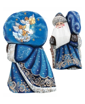 G.debrekht Woodcarved Hand Painted Raising Star Santa Figurine In Multi