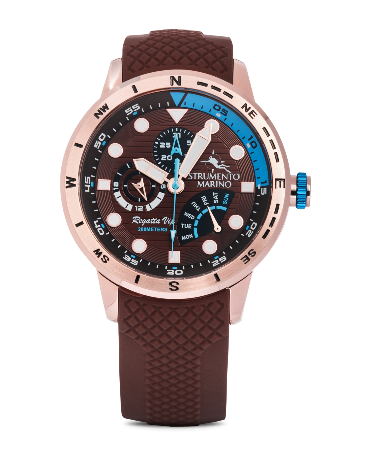 Men's Regatta Vip Day Retrograde Brown Performance Timepiece Watch 46mm - Brown