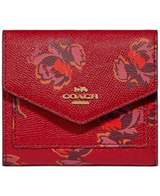 COACH Floral Printed Small Leather Zip-Top Wristlet - Macy's