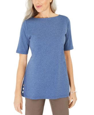 Karen Scott - Elbow-Sleeve Stud-Trim Tunic