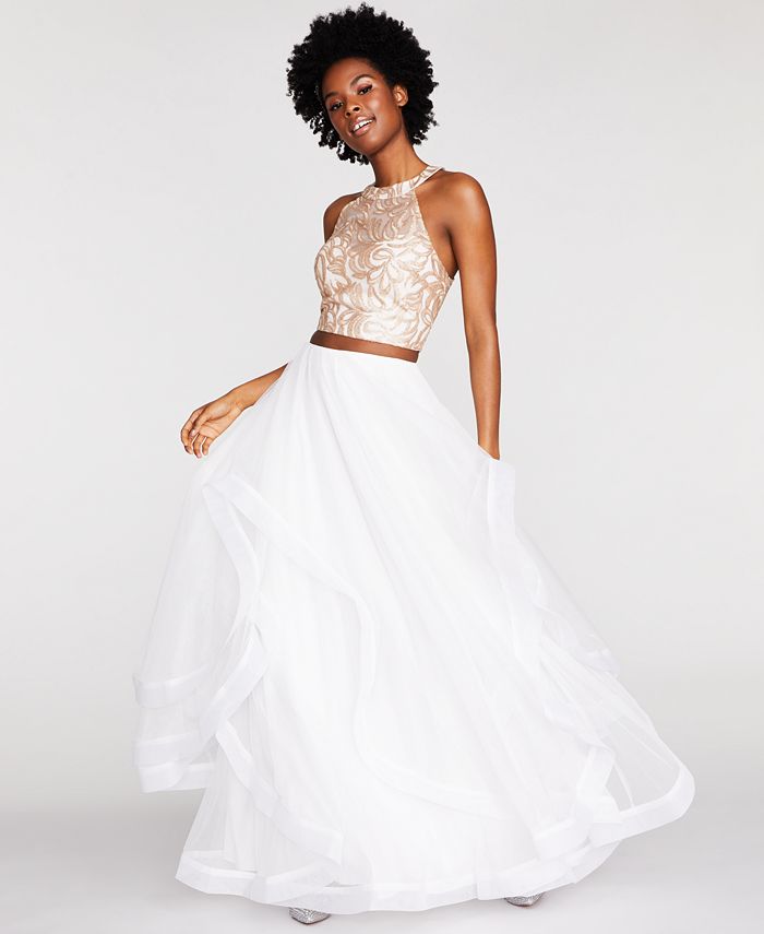 Say Yes To The Prom Junior's Embroidered Gown Black & White Size 17