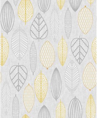 Graham & Brown - Scandi Leaf Yellow Wallpaper