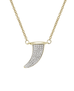 image of Diamond (1/10 ct. t.w.) Horn Necklace in 14k Yellow Gold Over Silver