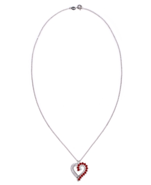 image of Simulated Rounds and Cubic Zirconia Baguettes Heart Pendant Necklace