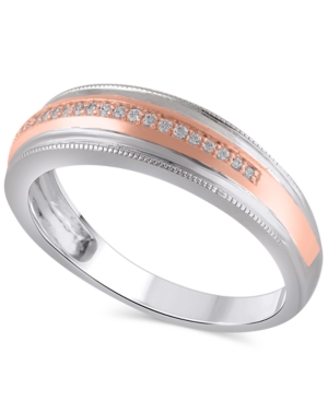 image of Men-s Certified Diamond (1/10 ct. t.w.) Ring in 14K White and Rose Gold