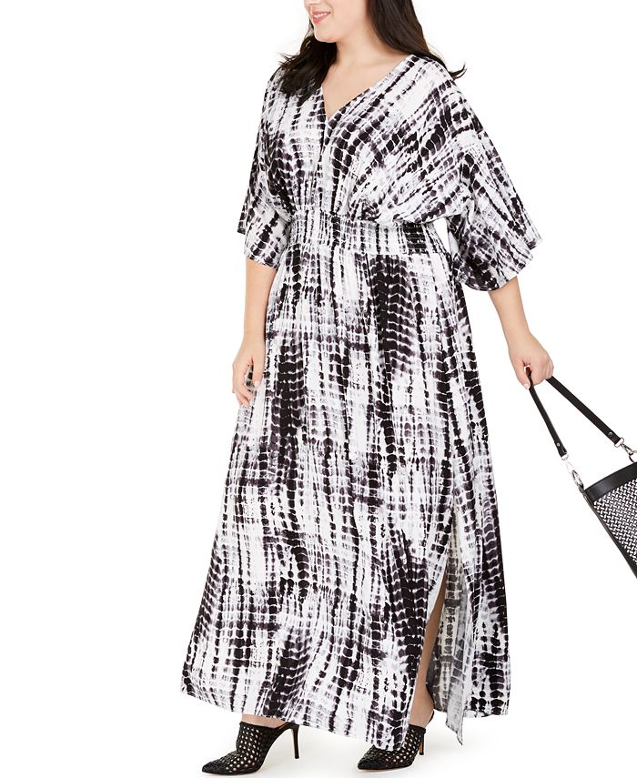 INC International Concepts INC Plus Size Tie Dye Kimono-Sleeve Maxi ...