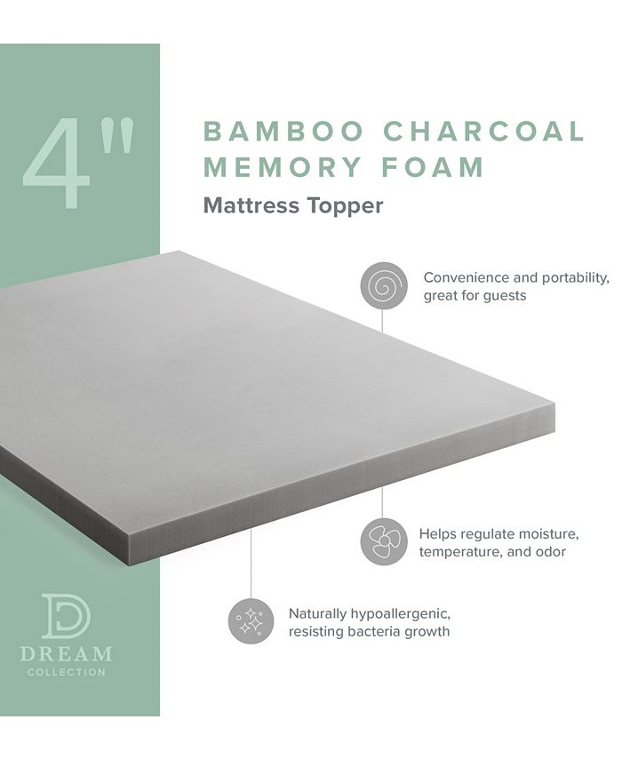 Lucid 4" Bamboo Charcoal Memory Foam Topper, Full Macy's