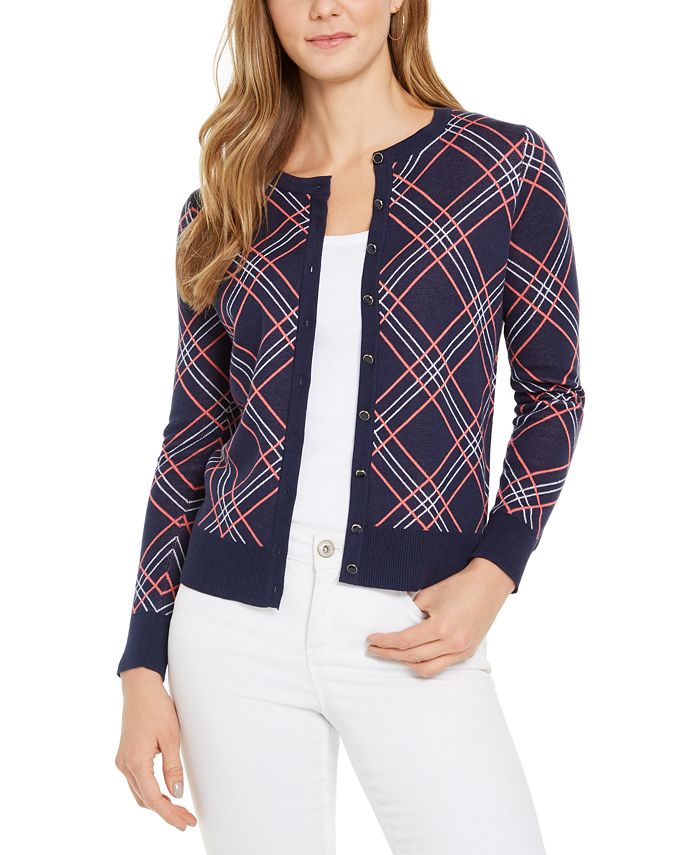 Charter club plaid cardigan sweater coat 2025