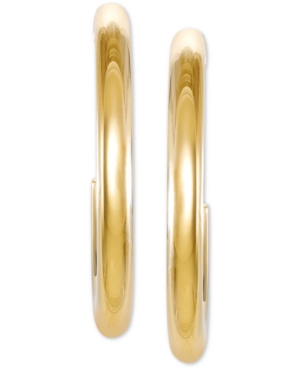 image of Giani Bernini Medium Polished Tube Hoop Earrings in 18k Gold-Plated Sterling Silver, Created for Macy-s