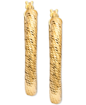 image of Giani Bernini Textured Oval Hoop Earrings in 18k Gold-Plated Sterling Silver, Created for Macy-s
