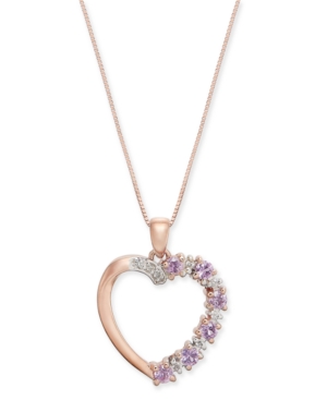 image of Pink Sapphire (5/8 ct. t.w.) & Diamond (1/20 ct. t.w.) Open Heart 18