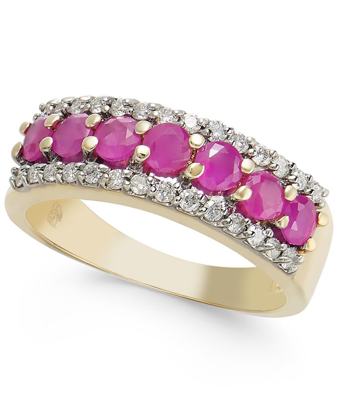 Macy s Ruby 1 1 20 ct. t.w. Diamond 1 4 ct. t.w. Ring in 14k