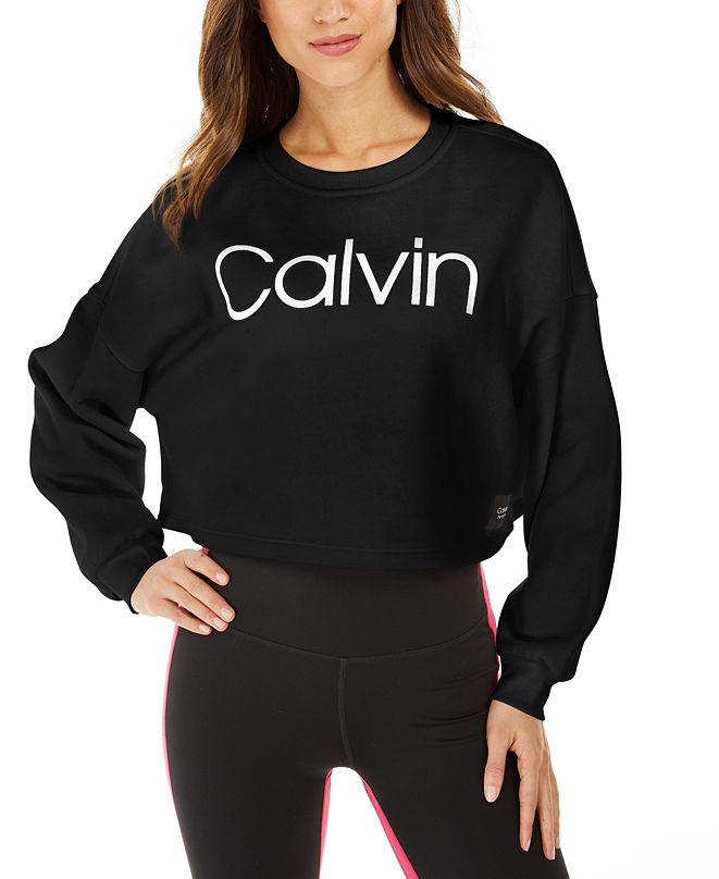 Download Calvin Klein Logo Cropped Sweatshirt & Reviews - Tops - Women - Macy's