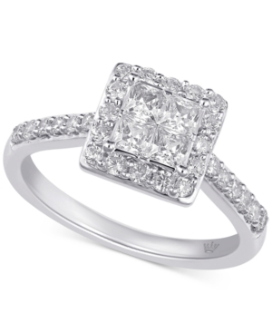 image of Diamond Princess Halo Engagement Ring (1 ct. t.w.) in 10k Gold & White Gold