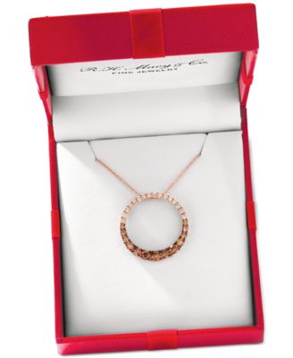 Chocolate Diamond Ombr&eacute; Circle 18" Adjustable Pendant Necklace (1-1/5 ct. t.w.) in 14k Rose Gold , 14k White Gold or 14k Yellow Gold