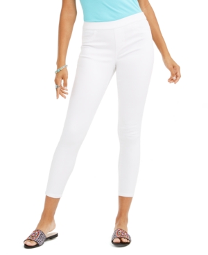 Style & Co Petite Pull-on Cuffed Twill Ankle Pants, Created For Macy's In Bright White