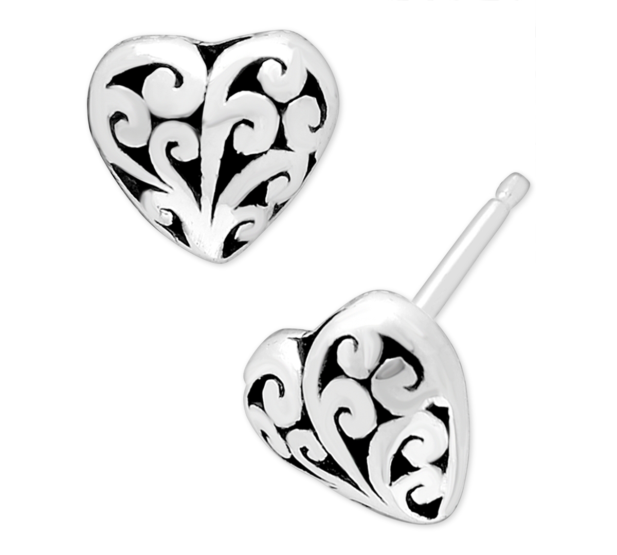 Lois Hill Filigree Heart Stud Earrings in Sterling Silver