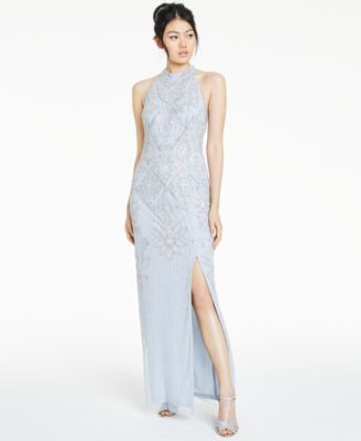 adrianna papell light blue sequin dress