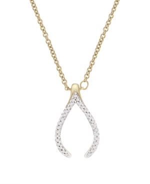 image of Diamond (1/10 ct. t.w.) Wishbone Necklace in 14k Yellow Gold Over Silver