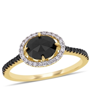 image of Black and White Diamond (1 1/5 ct. t.w.) Halo Engagement Ring in 14k Yellow Gold