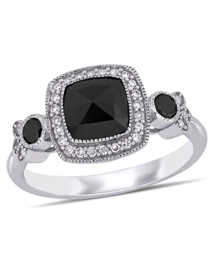 image of Black and White Diamond (1 1/3 ct. t.w.) Halo Engagement Ring in 14k White Gold