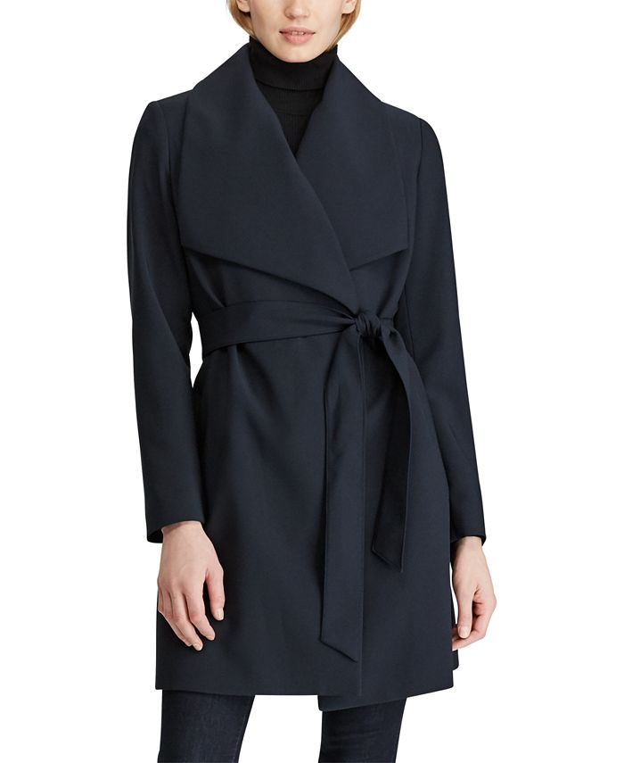 Lauren Ralph Lauren Petite Belted Crepe Wrap Coat & Reviews - Coats ...