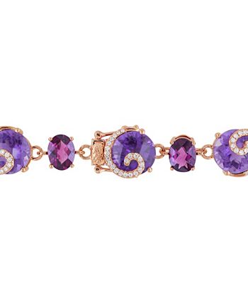 Macy's - Multi-Gemstone (41 5/8 ct. t.w.) and Diamond (3/4 ct. t.w.) Link Scroll Bracelet in 14k Rose Gold