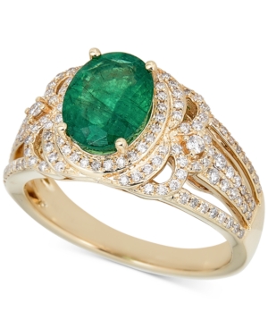 image of Sapphire (2-1/2 ct. t.w.) & Diamond (1/2 ct.t.w.) Ring in 14k White Gold (Also in Emerald)