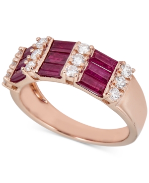 image of Certified Ruby (1-1/2 ct. t.w.) & Diamond (3/8 ct. t.w.) Statement Ring in 14k Rose Gold (Also in Sapphire & Emerald)