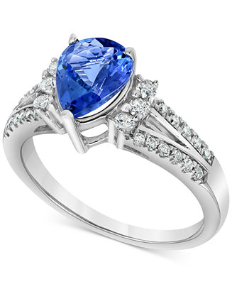 Macy's Tanzanite (1-3/8 ct. t.w.) & Diamond (1/3 ct. t.w.) Ring in 14k  White Gold & Reviews - Rings - Jewelry & Watches - Macy's