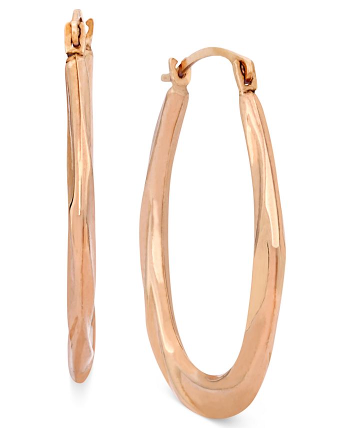 Macys 10k Rose Gold Earrings Oval Swirl Hoop Earrings Macys