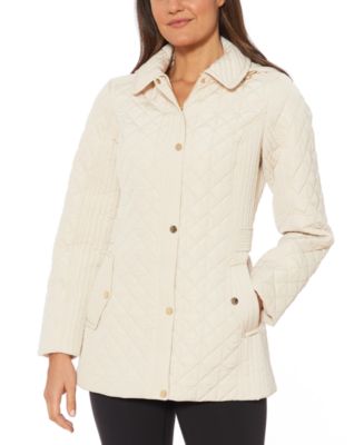 Jones New York Petite Water-Resistant Quilted Hooded Jacket - Macy's