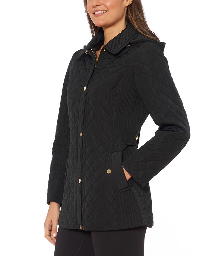 Jones New York WaterResistant Hooded Quilted Jacket & Reviews Coats