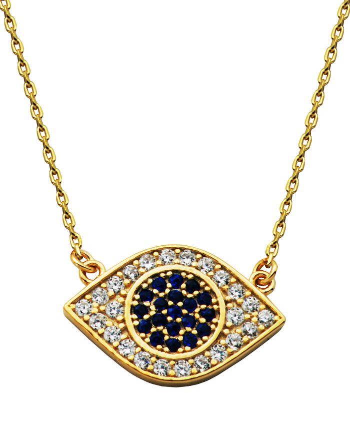 Macy's Evil Eye Cubic Zirconia Necklace in Fine Silver Plate Macy's