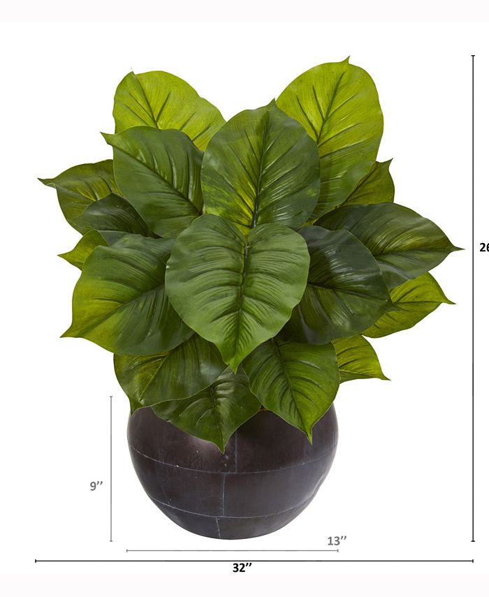 Nearly Natural - 26in. Large Philodendron Artificial Plant in Metal Bowl Real Touch